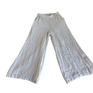 Karyn Seo Wide Leg Linen Pants Pull Size m Flat Front Pockets Beach Lagenlook
